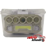 نمای جزئیات چراغ پیشانی HX-817S با لامپ LED و قابلیت شارژ حرکت و نصب پشتی