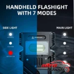 نمای جزئیات چراغ قوه دستی وارسون با نور مهتابی و لامپ LED حرکت و نصب پشتی