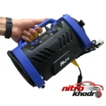 نمای جزئیات کمپرسور هوا کارینو با فناوری دو سیلندر و فشارسنج حرکت و نصب پشتی
