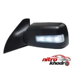 نمای جزئیات آینه جانبی زرین صنعت با چراغ راهنما و تنظیم دستی حرکت و نصب پشتی