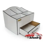 نمای بسته بندی استند لوازم آرایشی دکو مارکت با طراحی زیبا برچسب و بسته بندی