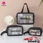 نمای جزئیات کیف لوازم آرایش دخترانه Wg مجموعه سه عددی پرداخت و جزئیات مواد
