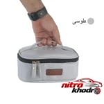 نمای جزئیات کیف لوازم آرایش زنانه مدل 4060-BN با طراحی زیبا پرداخت و جزئیات مواد