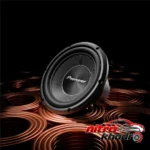 نمای بسته بندی ساب ووفر دایره ای خودرو پایونیر با صدای عمیق برچسب و بسته بندی
