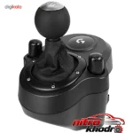 نمای جزئیات دسته دنده لاجیتک Driving Force با طراحی ارگونومیک پرداخت و جزئیات مواد