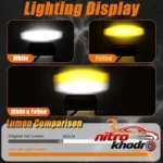 نمای جزئیات پروژکتور آفرود خودرو مدل Work Light با نور سفید و زرد حرکت و نصب پشتی