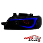 نمای جزئیات چراغ جلو خودرو گروه پژوهش صنعت مدرن مدل GT-Blu حرکت و نصب پشتی
