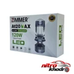 نمای جزئیات هدلایت خودرو زیمر مدل A120 MAX با نور فوق العاده حرکت و نصب پشتی