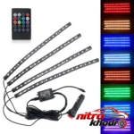 نمای جزئیات کیت نورپردازی ال ای دی خودرو با سنسور صدا حرکت و نصب پشتی