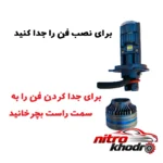 نمای جزئیات لامپ هدلایت خودرو H4 با نوردهی بالا - بسته دو عددی حرکت و نصب پشتی