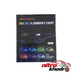 نمای جزئیات چراغ الوایر خودرو RGB هفت رنگ تزئینی حرکت و نصب پشتی