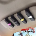 نمای کناری نگهدارنده عینک خودرو مدل کربن با دو محفظه پروفایل و ساختار
