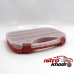 نمای کناری جعبه ابزار راد پلاست با 9 محفظه و قفل ایمنی پروفایل و ساختار