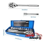 نمای کناری آچار بکس 12 عددی باس با جعبه فلزی و درایو 1/ پروفایل و ساختار