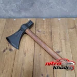 نمای کناری چکش تبری فولادی لاین با دسته چوبی مقاوم پروفایل جعبه و مهرکاری