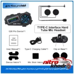 نمای در اتاق کلاه کاسکت موتور بلوتوثی Q30 PRO با میکروفون و نصب آسان سبک دیواری و مرجع اندازه