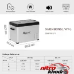 نمای کناری یخچال خودرو الپی کول با قابلیت حمل و کنترل دیجیتال پروفایل و ساختار