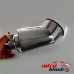 نمای کناری سر اگزوز کرپی دار طرح سرکج با جنس استیل پروفایل و ساختار