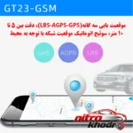 نمای کناری ردیاب خودرو GT23 با سنسور GPS و ارتباط GPRS پروفایل و ساختار
