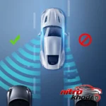 نمای جزئیات آینه نقطه کور خودرو باسئوس مدل Full Vision با قابلیت چرخش پرداخت و جزئیات مواد