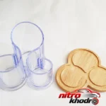 نمای کناری استند لوازم آرایشی چوبی با طراحی زیبا پروفایل و ساختار