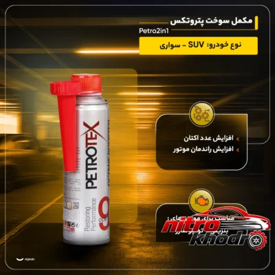 نمای بسته بندی مکمل سوخت پتروتکس مدل 2in1 با کارایی بالا برچسب و بسته بندی