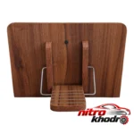 نمای جلو نگهدارنده کتاب چوبی با طراحی زیبا و کاربردی طراحی و جزئیات کلیدی