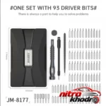 نمای جلو سری پیچ گوشتی جاک می مدل JM-8177 بسته 106 عددی چیدمان صفحه و نشانگرها