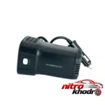 نمای جلو مبدل برق خودرو پاورولوجی با خروجی 220 ولت و USB طراحی و جزئیات کلیدی