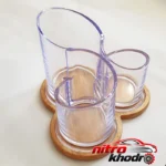 نمای جلو استند لوازم آرایشی چوبی با طراحی زیبا طراحی و جزئیات کلیدی