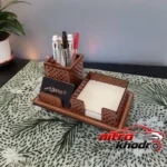 نمای جلو استند لوازم اداری رومیزی چوبی مدل فروردین طراحی و جزئیات کلیدی
