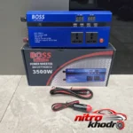 نمای بسته بندی مبدل برق خودرو باس با دو خروجی 220 ولت و USB برچسب و بسته بندی