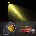 نمای کناری پروژکتور آفرود خودرو مدل Prolight با نور زرد عمق قاب و پروفایل