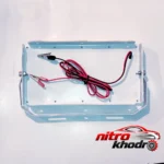 نمای کناری پروژکتور سیار خودرو با گیره اتصال به باتری عمق قاب و پروفایل