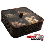 نمای بسته بندی جعبه پذیرایی LZ-1 با بدنه MDF و در پلکسی شیک برچسب و بسته بندی