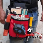 نمای جلو کیف ابزار کمری ایزی با دو محفظه برزنتی طراحی و جزئیات کلیدی