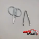 نمای جزئیات جعبه ابزار خیاطی مسافرتی 20 عددی طرح رنگین نمای نزدیک رشته ها و بافت
