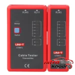 نمای کناری تستر شبکه یونی تی با قابلیت تست RJ11 و RJ45 عمق قاب و پروفایل