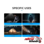 نمای جزئیات چراغ قوه دستی وارسون با نور مهتابی و لامپ LED حرکت و نصب پشتی