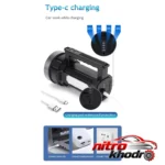 نمای جزئیات چراغ قوه دستی ویداسی با نور مهتابی و لامپ LED حرکت و نصب پشتی
