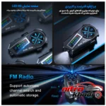 نمای جزئیات کلاه کاسکت موتور بلوتوثی Q30 PRO با میکروفون و نصب آسان حرکت و نصب پشتی