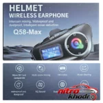 نمای جزئیات هدست کلاه کاسکت Q58-MAX با قابلیت بلوتوث و میکروفن حرکت و نصب پشتی