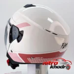 نمای جزئیات کلاه کاسکت فلش مدل Pink Rider با ویژگی های خاص پرداخت و جزئیات مواد