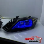 نمای جزئیات چراغ جلو خودرو گروه پژوهش صنعت مدرن مدل هگزا فولکالر حرکت و نصب پشتی