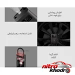 نمای جزئیات کمپرسور هوا شیائومی با فشارسنج و شلنگ حرکت و نصب پشتی