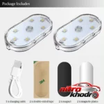 نمای جزئیات چراغ سقف خودرو اکی یس LED چند رنگ اسپرت حرکت و نصب پشتی