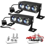 نمای جزئیات پروژکتور آفرود خودرو مدل Work Light با نور سفید و زرد حرکت و نصب پشتی