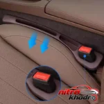 نمای جزئیات کناره گیر صندلی خودرو برند نامناسب با محفظه دو عددی پرداخت و جزئیات مواد