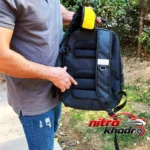 نمای جزئیات کوله پشتی ابزار برزنتی با 18 محفظه و دو طبقه پرداخت و جزئیات مواد