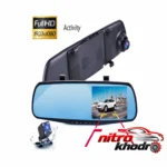 نمای کناری دوربین ثبت وقایع خودرو مدل آینه ای با کیفیت Full HD پروفایل و ساختار